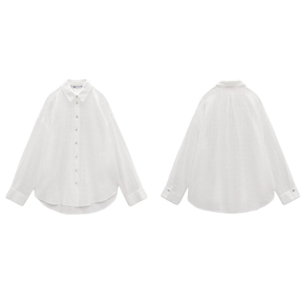 ZARA RUSTIC FABRIC SHIRT SS22 WHITE | 7815/922